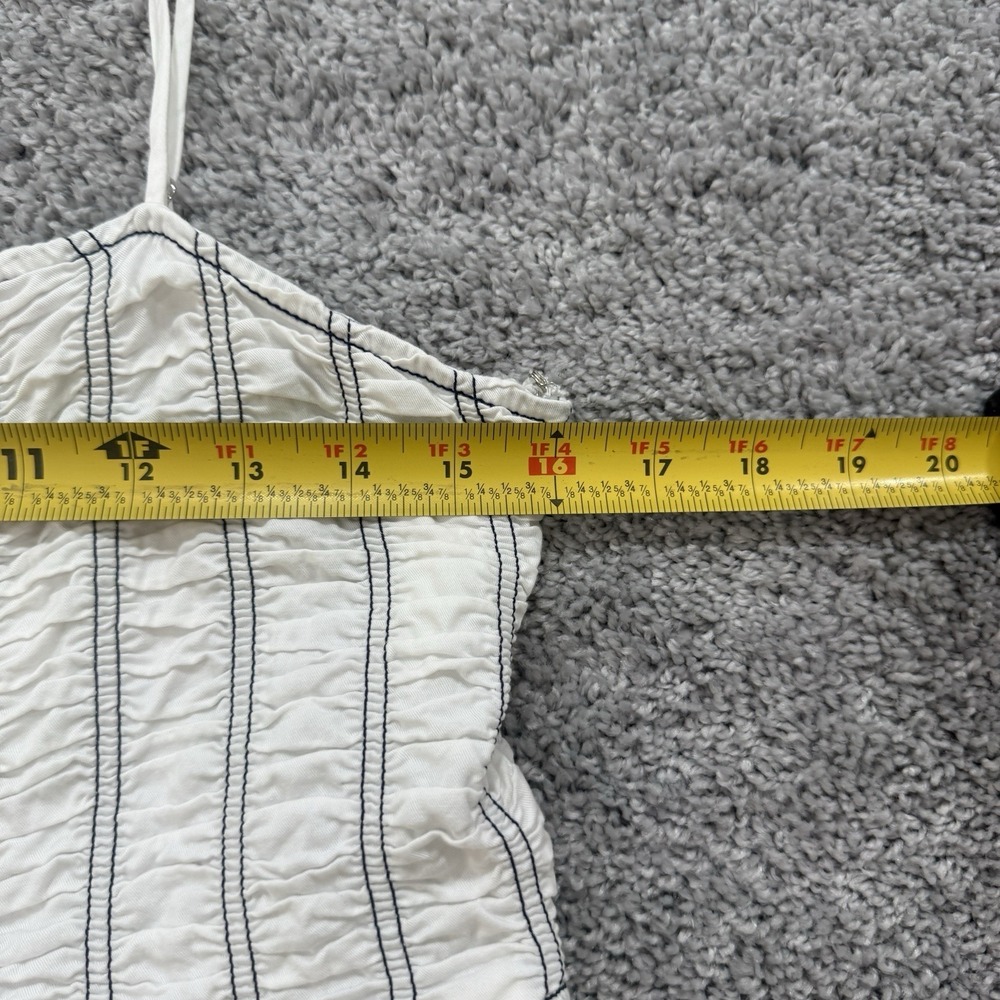 Saylor Adalene Midi Dress L Pinstripe Euro Summer Chic Beachy Smocked Clean Girl - Picture 3 of 13